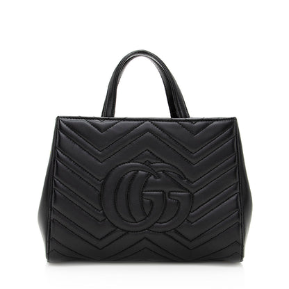 Gucci Matelasse Leather GG Marmont Top Handle Small Satchel (SHF-19560)