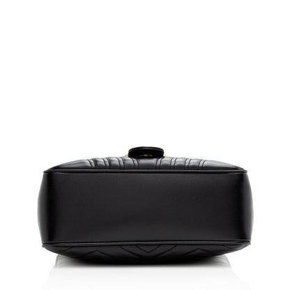 Gucci Matelasse Leather GG Marmont Top Handle Zip Around Small Shoulder Bag (SHF-21375)