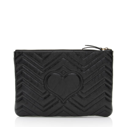 Gucci Matelasse Leather GG Marmont Zip Pouch