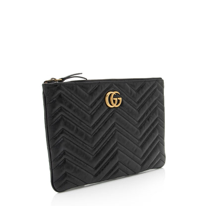 Gucci Matelasse Leather GG Marmont Zip Pouch