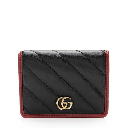 Gucci Matelasse Leather Torchon GG Marmont Card Case Wallet (SHF-dh8qb0)