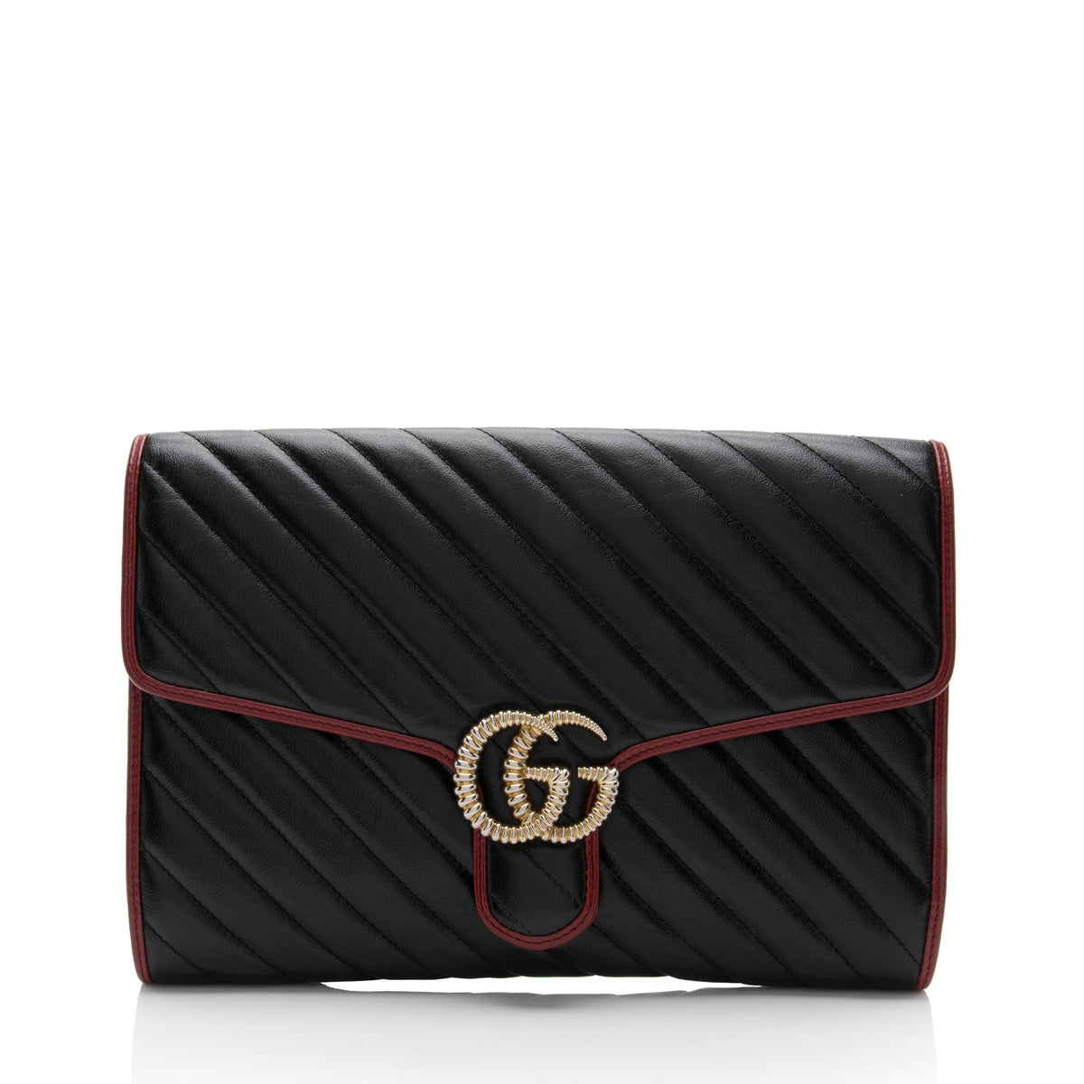 Gucci Matelasse Leather Torchon GG Marmont Clutch (SHF-CeLx8H)