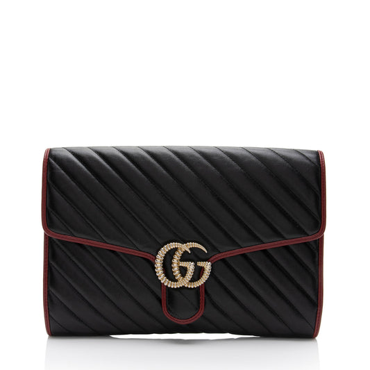 Gucci Matelasse Leather Torchon GG Marmont Clutch (SHF-CeLx8H)