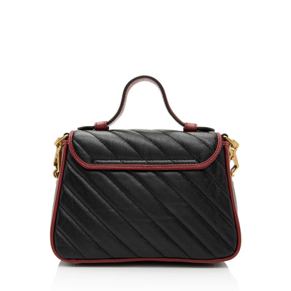 Gucci Matelasse Leather Torchon GG Marmont Mini Top Handle Bag (SHF-TofIot)
