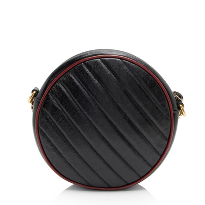 Gucci Matelasse Leather Torchon GG Marmont Round Mini Shoulder Bag (SHF-2rFjwc)
