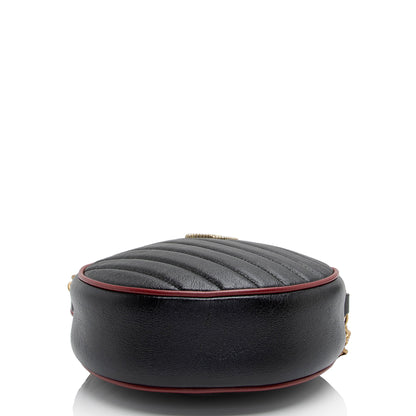 Gucci Matelasse Leather Torchon GG Marmont Round Mini Shoulder Bag (SHF-2rFjwc)