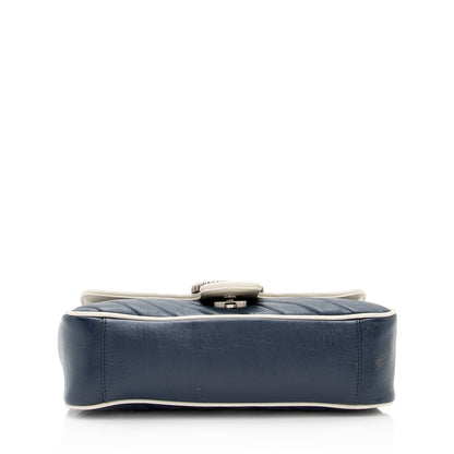 Gucci Matelasse Leather Torchon GG Marmont Small Flap Bag (SHF-V987rt)