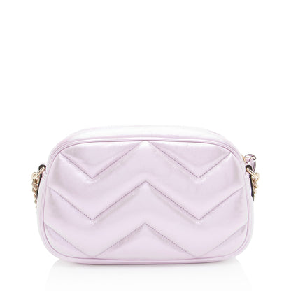 Gucci Matelasse Padded Iridescent Leather GG Marmont Small Camera Bag