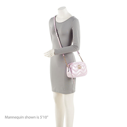 Gucci Matelasse Padded Iridescent Leather GG Marmont Small Camera Bag