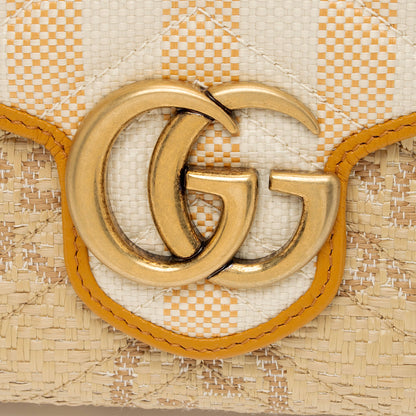 Gucci Matelasse Raffia GG Marmont Mini Wallet on Chain Bag (SHF-voc2lF)