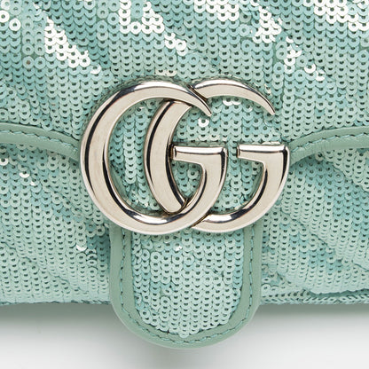Gucci Matelasse Sequin GG Marmont Mini Flap Bag (SHF-09pAUc)