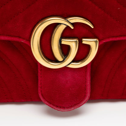 Gucci Matelasse Velvet GG Marmont Mini Flap Bag (SHF-80mt04)