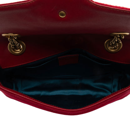 Gucci Matelasse Velvet GG Marmont Mini Flap Bag (SHF-RvBmGH)