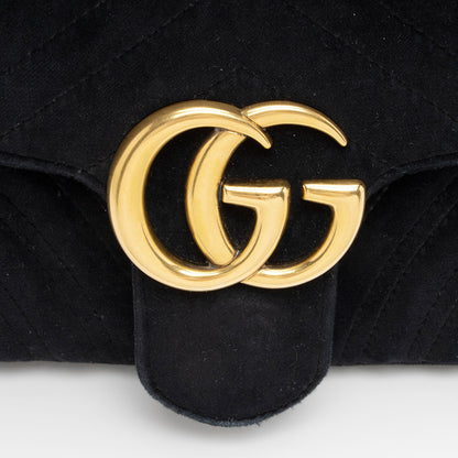 Gucci Matelasse Velvet GG Marmont Small Flap Shoulder Bag (SHF-cGU4RL)