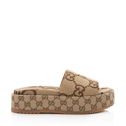 Gucci Jubmo GG Canvas Angelina Slide Platform Sandals - Size 10.5 / 40.5 (SHF-keKlQ2)