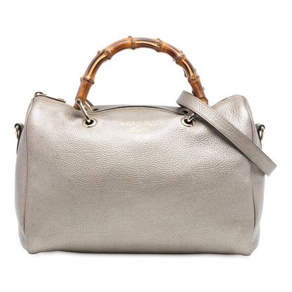 Gucci Medium Calfskin Bamboo Shopper Boston Bag