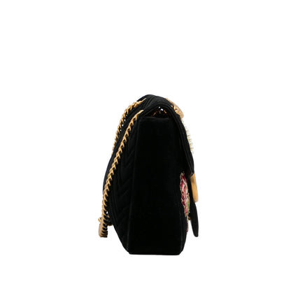 Gucci Medium GG Marmont Embroidered Matelasse Velvet Crossbody (SHG-70m7Yt)