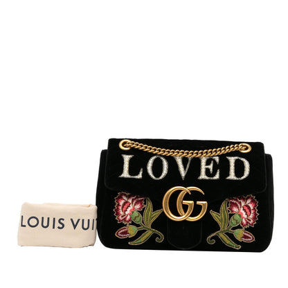 Gucci Medium GG Marmont Embroidered Matelasse Velvet Crossbody (SHG-70m7Yt)