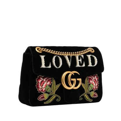 Gucci Medium GG Marmont Embroidered Matelasse Velvet Crossbody (SHG-70m7Yt)
