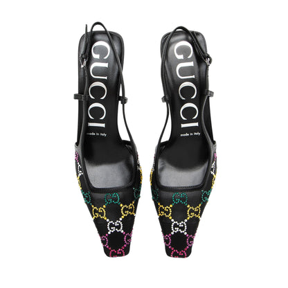 Gucci Mesh Crystal GG Slingback Pumps - Size 7 / 37