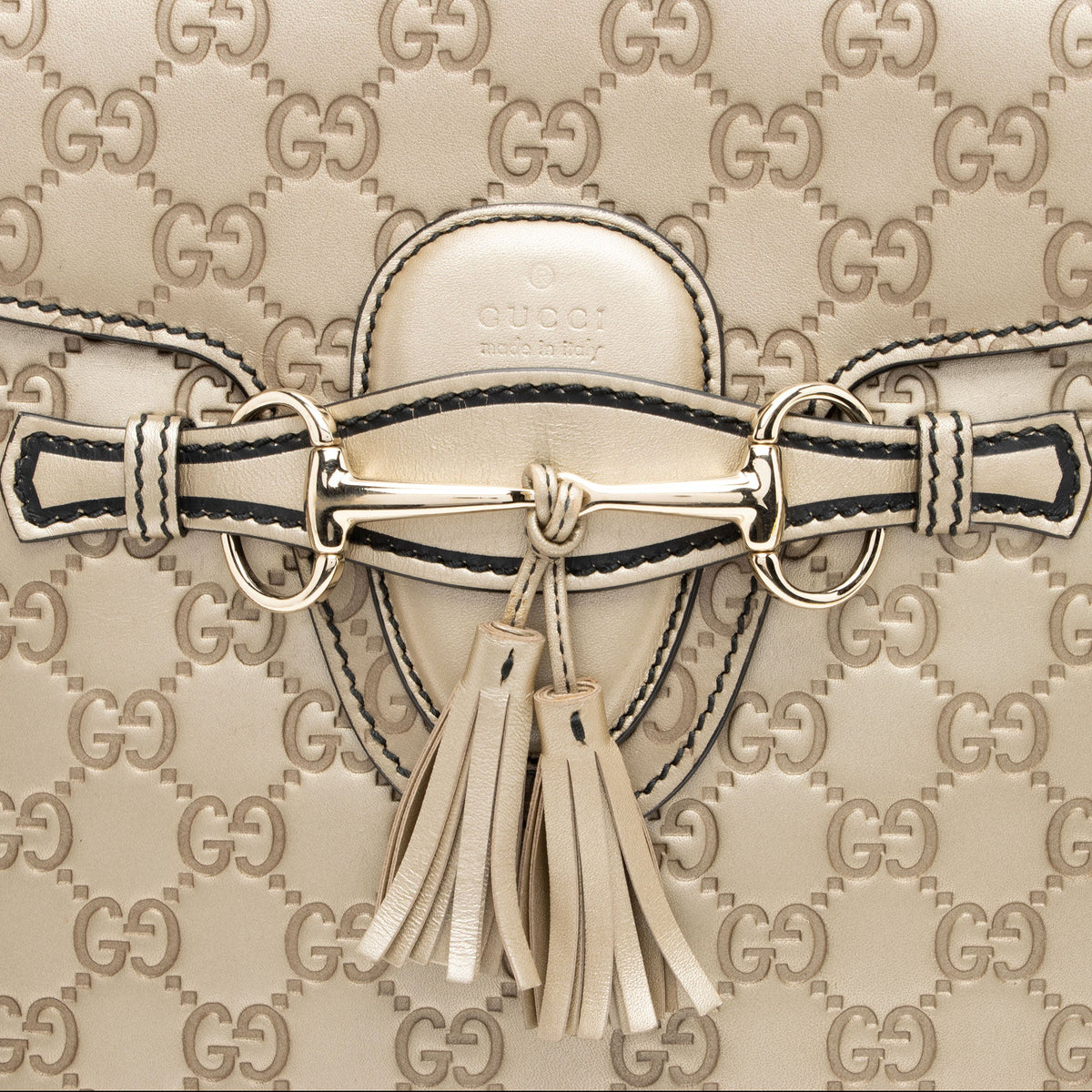 Gucci Metallic Guccissima Leather Emily Large Shoulder Bag (SHF-tKZxyz)
