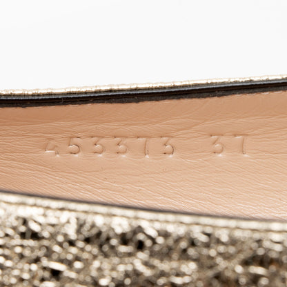Gucci Metallic Laminate Calfskin GG Marmont Fringe Flats - Size 7 / 37 (SHF-kBjuo2)
