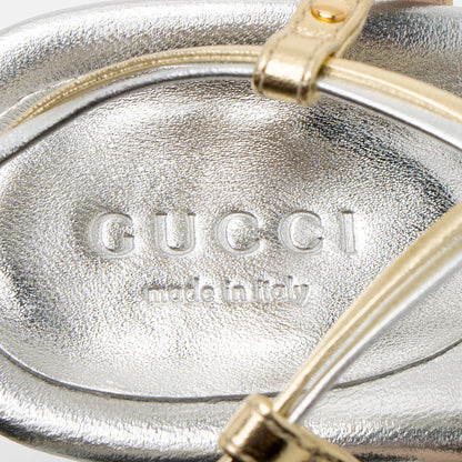 Gucci Metallic Leather Interlocking G Strappy 80 Sandals - Size 10 / 40