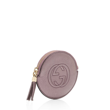 Gucci Metallic Leather Soho Round Coin Purse (SHF-jTusV4)