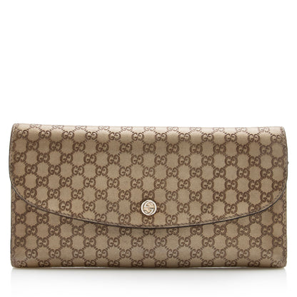 Gucci Metallic Microguccissima Interlocking G Continental Tri-Fold Wallet (SHF-22685)