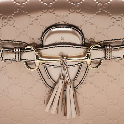 Gucci Metallic Patent Guccissima Leather Emily Large Shoulder Bag (SHF-v4gshd)