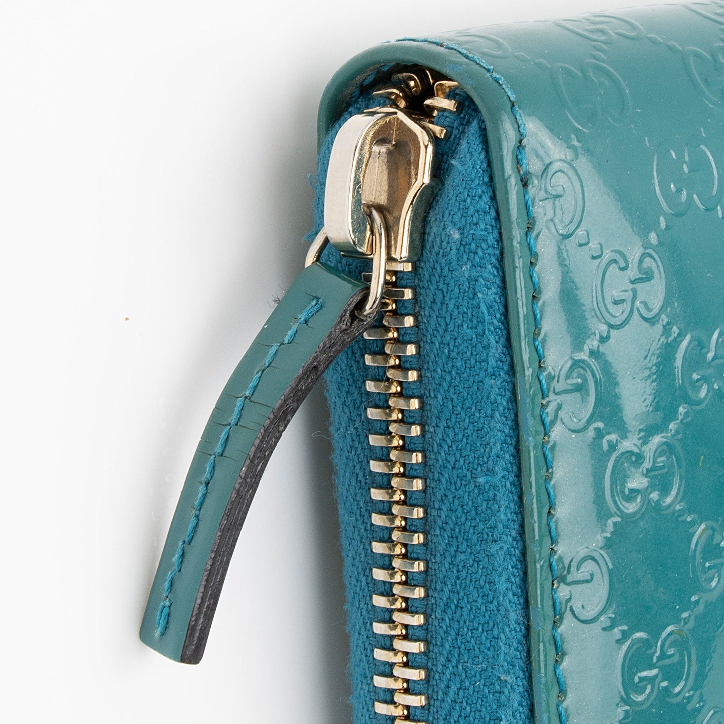 Gucci Patent Microguccissima Leather Nice Zip Around Wallet (SHF-as5XBr)