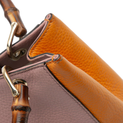 Gucci Mini Bicolor Calfskin Bamboo Shopper Satchel