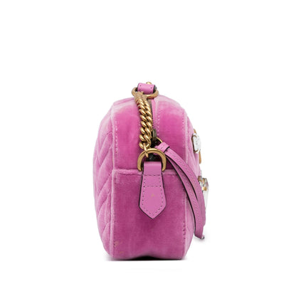 Gucci Mini GG Marmont Crystal Embellished Velvet Crossbody (SHG-A5av44)