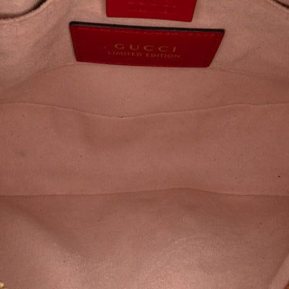 Gucci Mini GG Supreme Kingsnake Heart Embroidered Camera Bag
