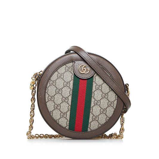 Gucci Mini GG Supreme Round Ophidia Crossbody (SHG-Q0Y51W)