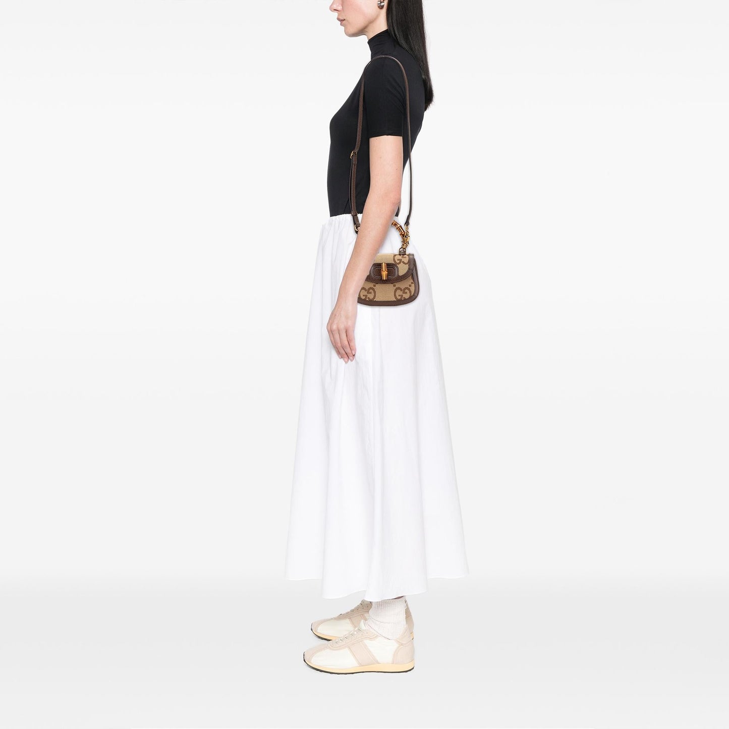 Gucci Mini Jumbo GG Canvas 1947 Bamboo Top Handle Bag