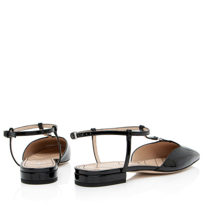 Gucci Patent Leather Double G Slingback Flats - Size 8 / 38