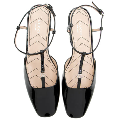 Gucci Patent Leather Double G Slingback Flats - Size 8 / 38