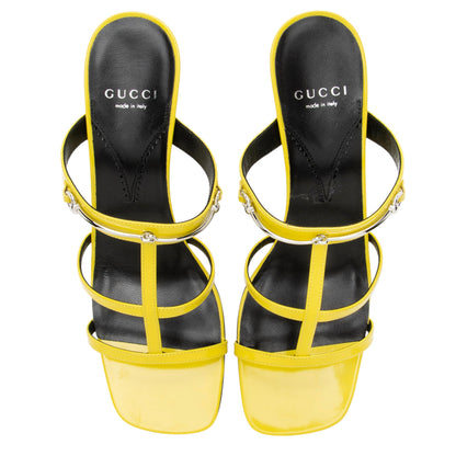 Gucci Patent Leather Horsebit Cutout Sandals - Size 9 / 39