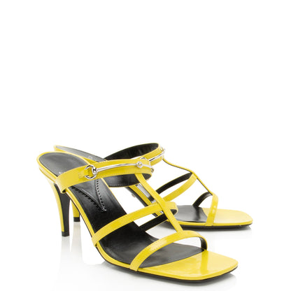 Gucci Patent Leather Horsebit Cutout Sandals - Size 9 / 39