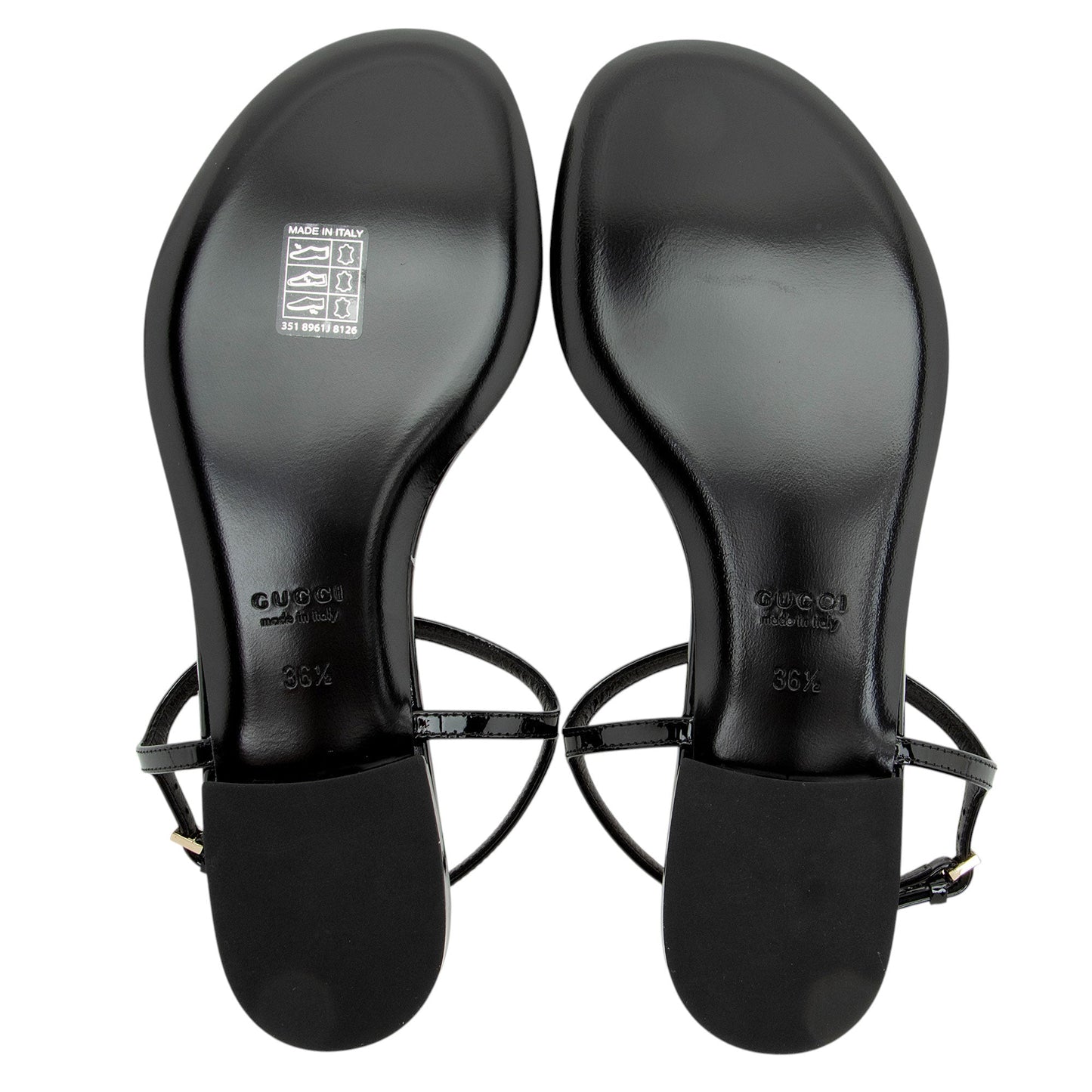 Gucci Patent Leather Signoria Thong Sandals - Size 6.5 / 36.5