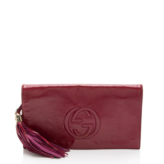 Gucci Patent Leather Soho Clutch (SHF-Lou69h)