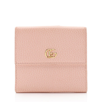 Gucci Pebbled Leather GG Marmont French Wallet (SHF-9hNv9T)