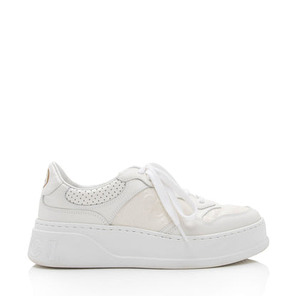 Gucci Perforated Leather GG Platform Sneakers - Size 7.5 / 37.5 (SHF-AJejAw)