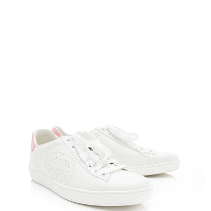 Gucci Perforated Leather Interlocking GG Ace Sneakers - Size 8.5 / 38.5 (SHF-7L64hi)