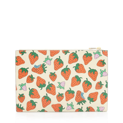 Gucci Printed Leather Strawberry Zumi Pouch (SHF-22217)
