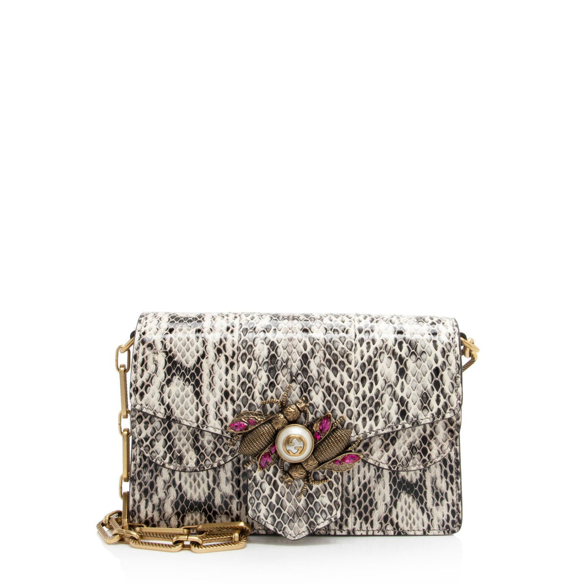 Gucci Python Bee Broadway Mini Shoulder Bag (SHF-oTBA8i)