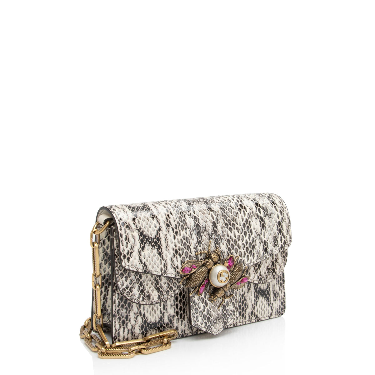 Gucci Python Bee Broadway Mini Shoulder Bag (SHF-oTBA8i)