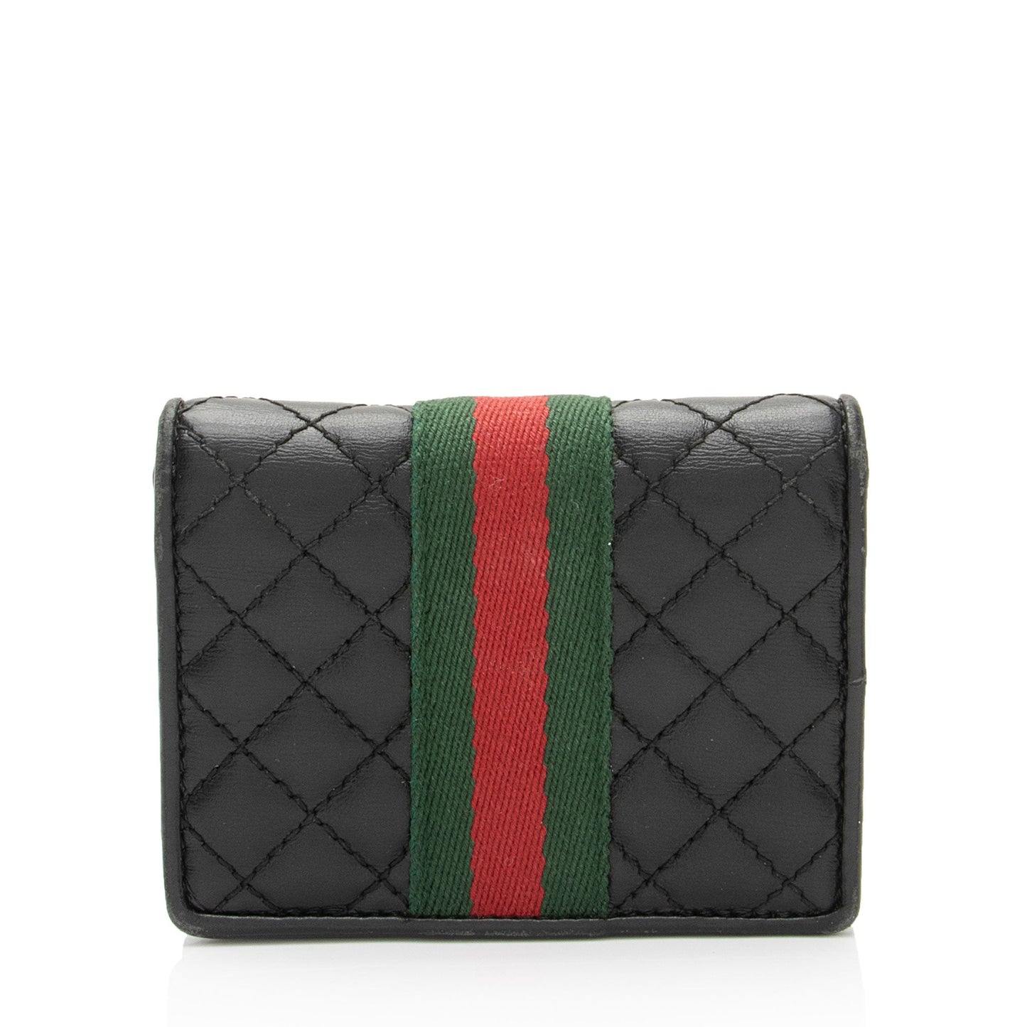 Gucci Quilted Leather GG Marmont Web Trapuntata Card Case Wallet (SHF-EdWHT1)