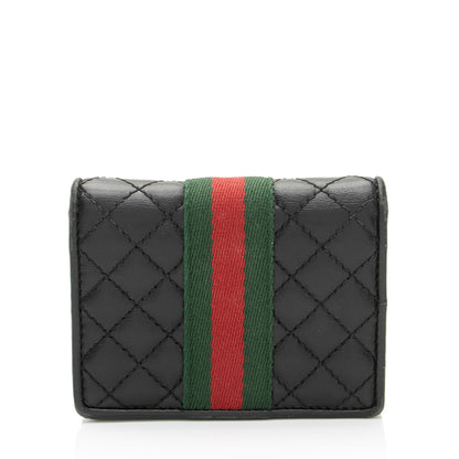 Gucci Quilted Leather GG Marmont Web Trapuntata Card Case Wallet (SHF-EdWHT1)